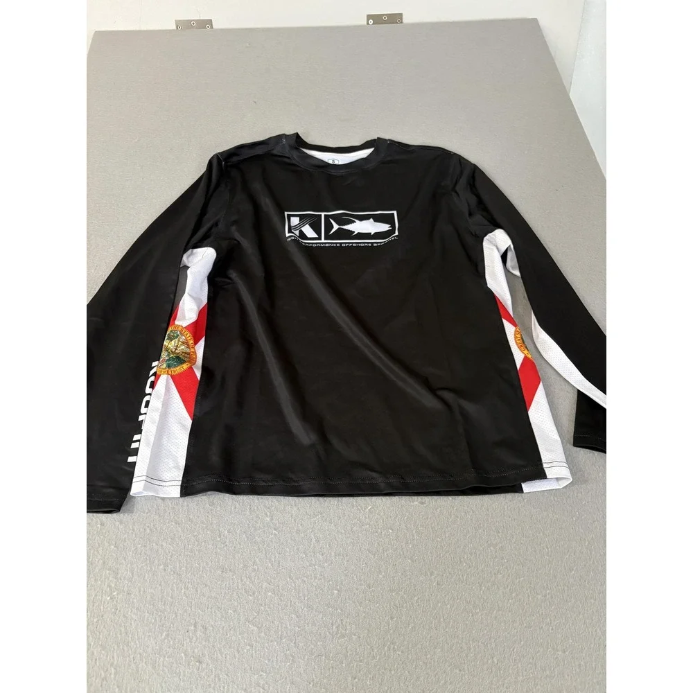 Koofin Gear Shirt Mens Small‎ Black Florida Flag Long Sleeve Fishing Performance